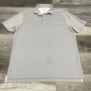 Johnnie-O Gray Micro Dots Mens L‎ Stretchy Polo Shirt Performance Golf Avon Oaks